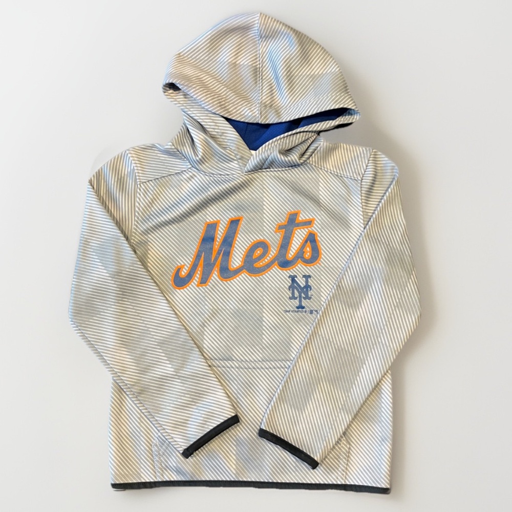 New York Met’s MLB Kids Game Day Striped Hoodie - Boys | Girls XS 4/5